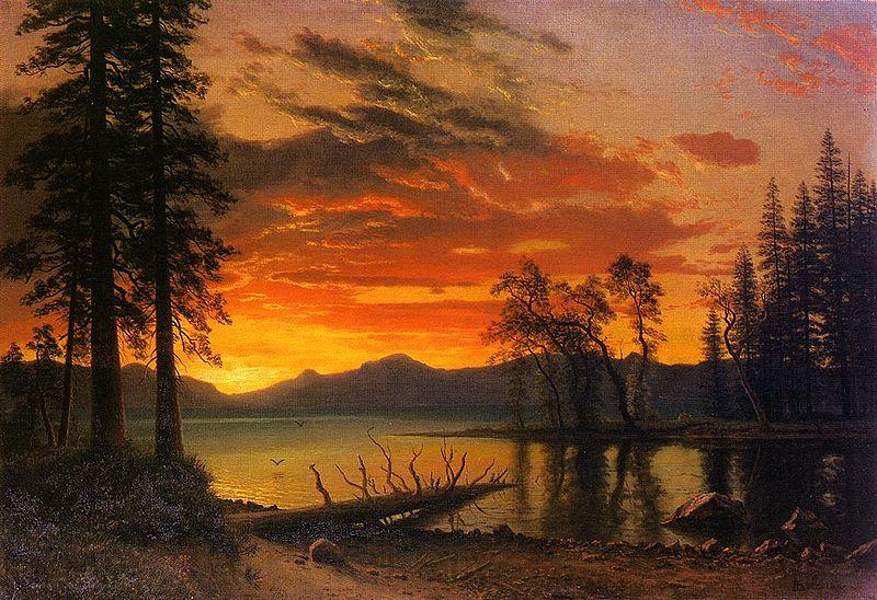 Albert Bierstadt Sunset over the River Spain oil painting art